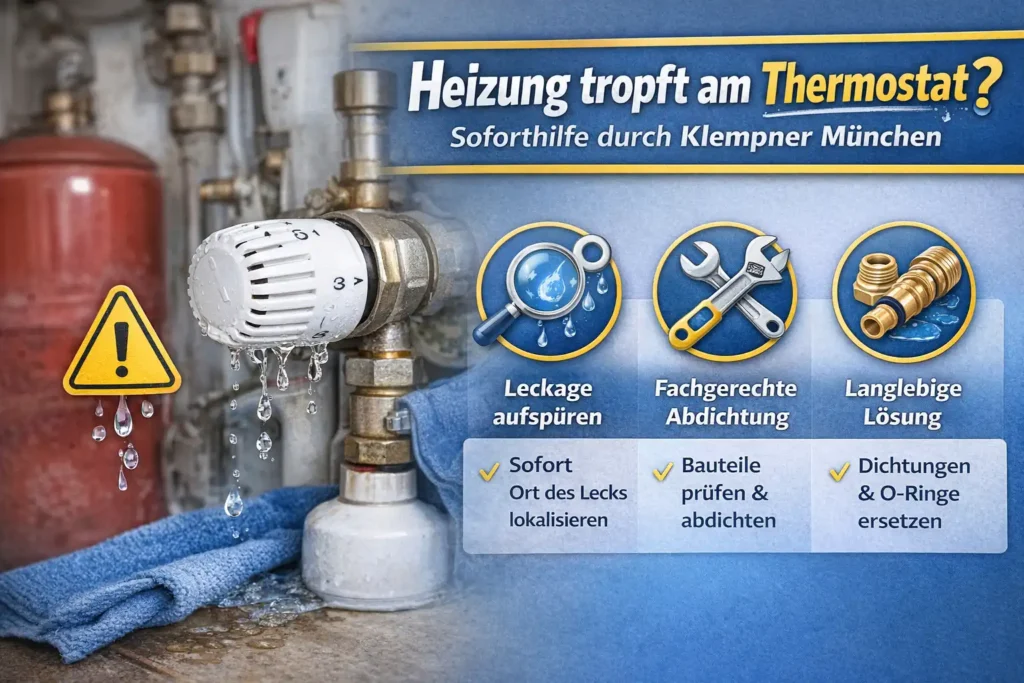 Wenn heizung tropft am thermostat, ist schnelle Hilfe durch Klempner München unerlässlich