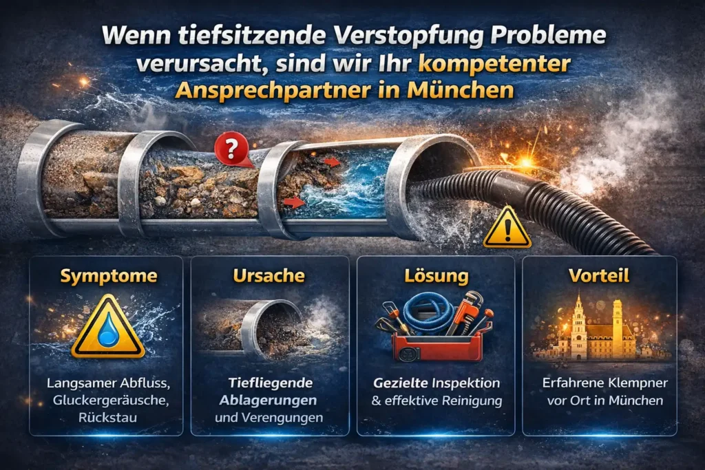 Wenn tiefsitzende Verstopfung Probleme verursacht, sind wir Ihr kompetenter Ansprechpartner in München