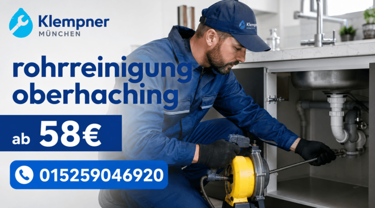 Klempner bei der professionellen Rohrreinigung in Oberhaching