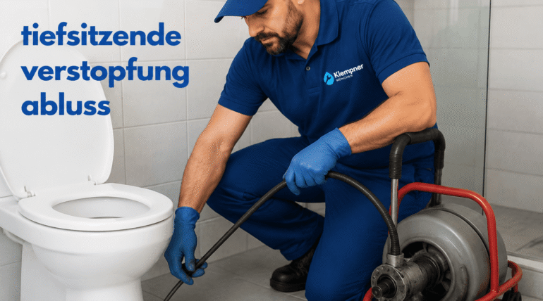 Professioneller Klempner bei der Abflussreinigung im Badezimmer"