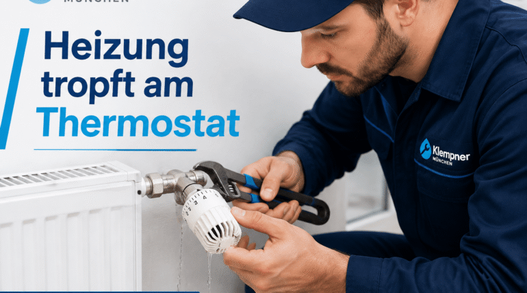 Fachmann bei der Reparatur einer Heizungsanlage mit Werkzeug