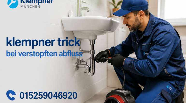Fachmann bei der Abflussreinigung im Badezimmer