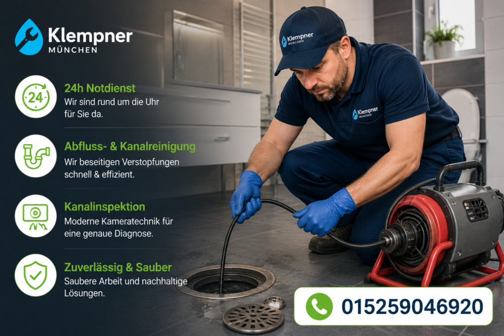 Klempner bei der Rohrreinigung mit professioneller Ausrüstung