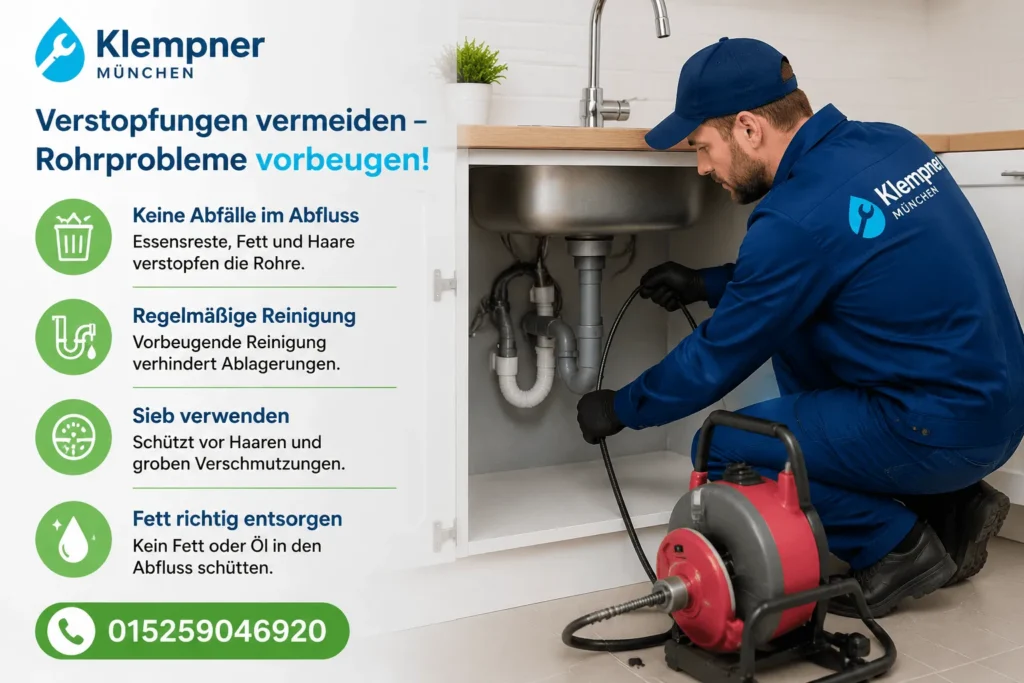 Fachmann bei der Rohrpflege mit Tipps zur Vermeidung von Verstopfungen