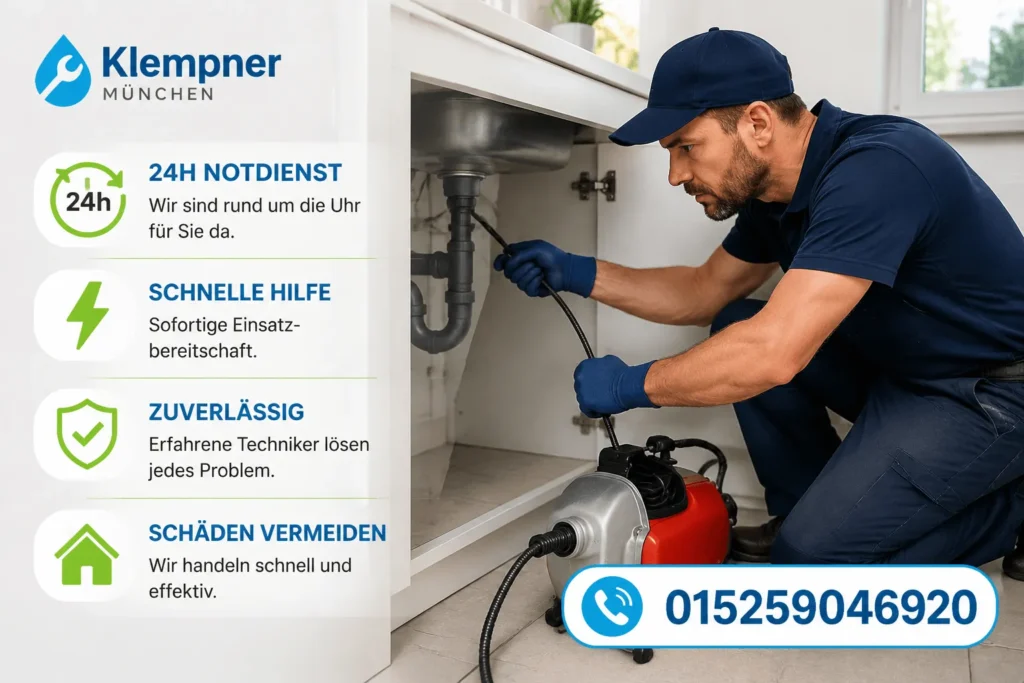 Professioneller Techniker bei der Rohrreinigung im Einsatz