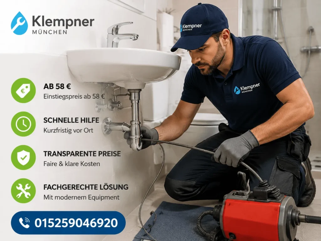 Fachmann bei der Reinigung eines verstopften Abflusses im Badezimmer