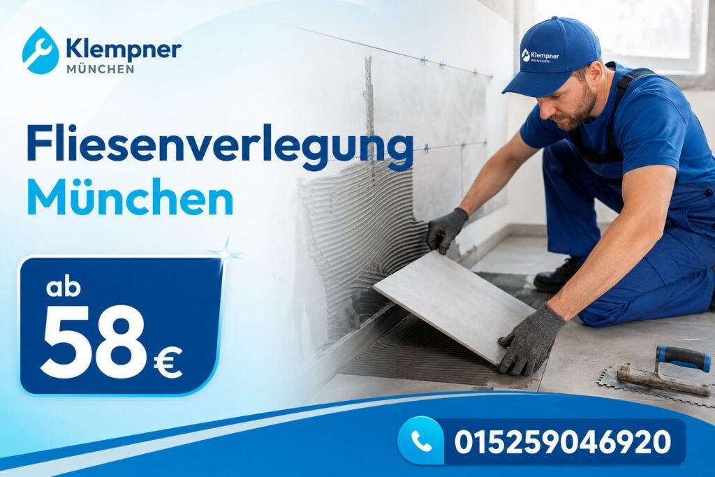 Professioneller Handwerker bei der Verlegung hochwertiger Keramikfliesen.