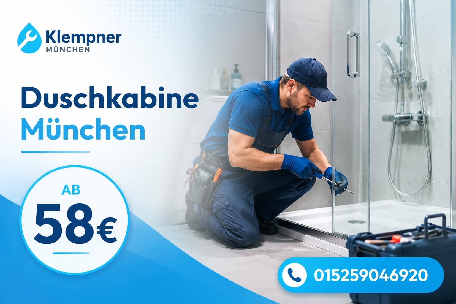 Duschkabine München Erfahrener Handwerker bei der Reparatur eines Badezimmers in München