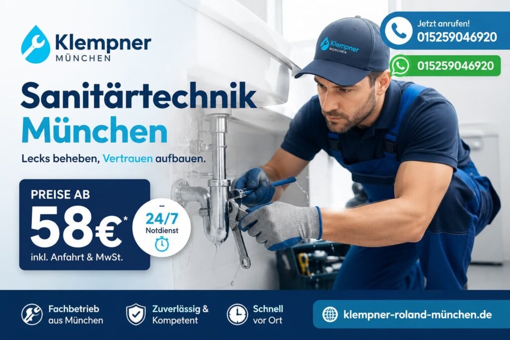 Fachmann repariert ein Wasserleck in einem Badezimmer in München