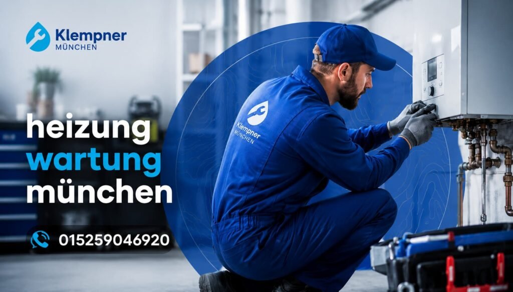 Installateur bei der Wartung einer modernen Heizungsanlage