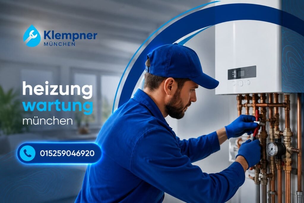 Installateur bei der Arbeit an einer modernen Heizungsanlage