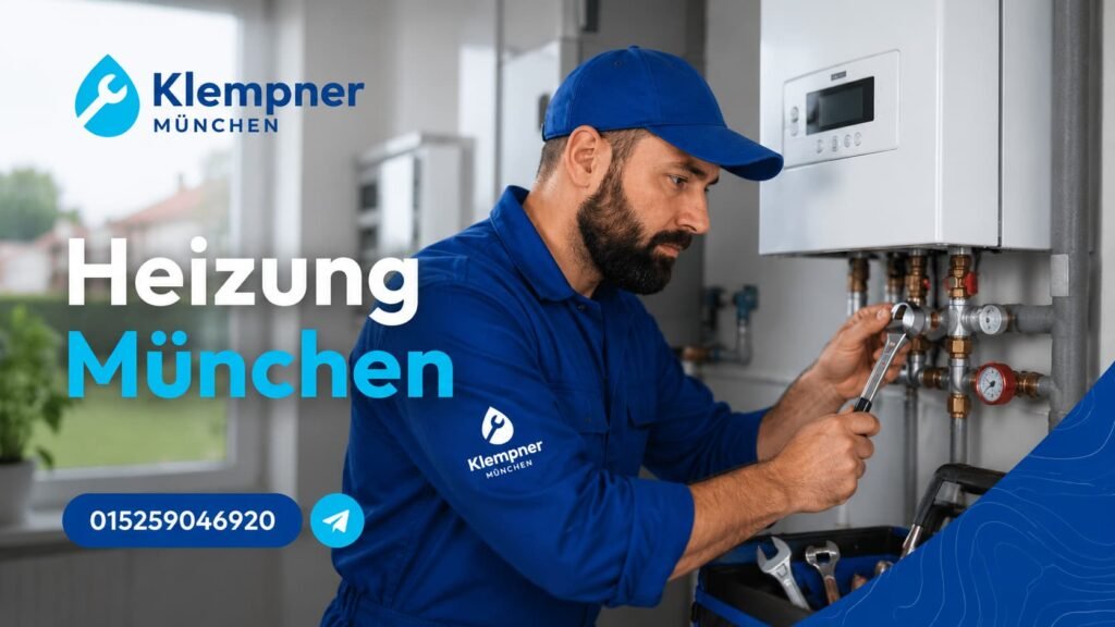 Installateur bei der Reparatur einer modernen Heizungsanlage