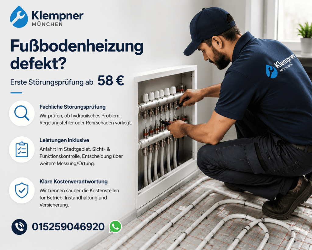 Techniker bei der Prüfung einer Heizungsanlage im Innenraum