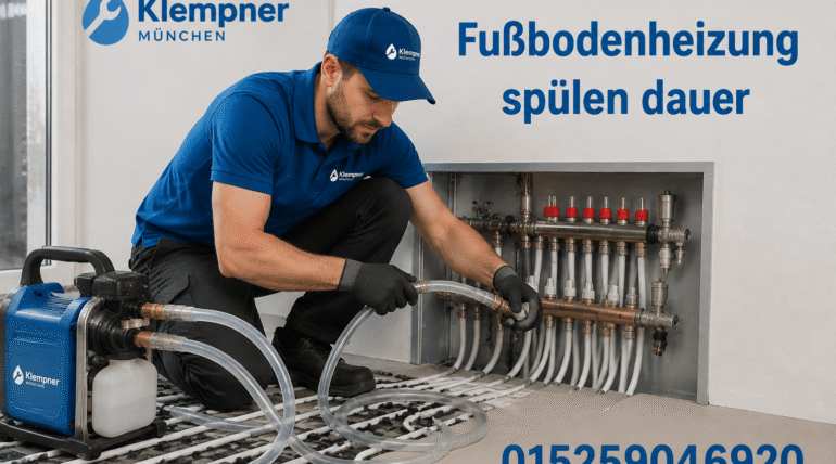 Fachmann bei der Wartung einer Heizungsanlage mit modernen Geräten.
