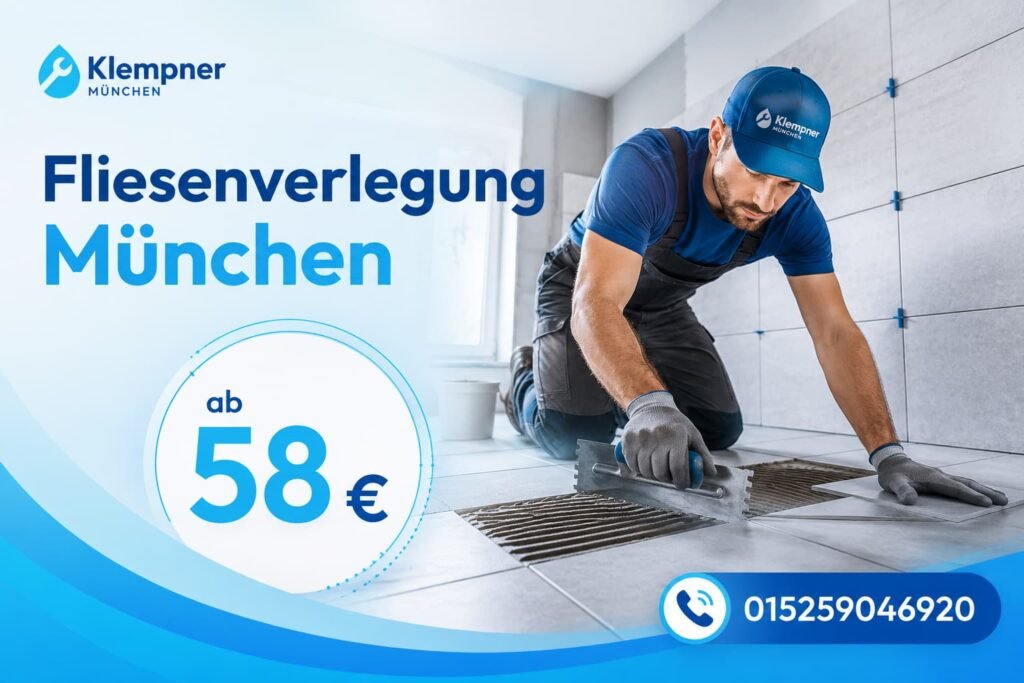 Fachmann bei der präzisen Verlegung von Bodenfliesen in einem modernen Innenraum mit fairen Einstiegspreisen.