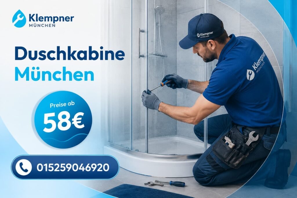 Professioneller Installateur bei der Reparatur einer modernen Duschanlage in München