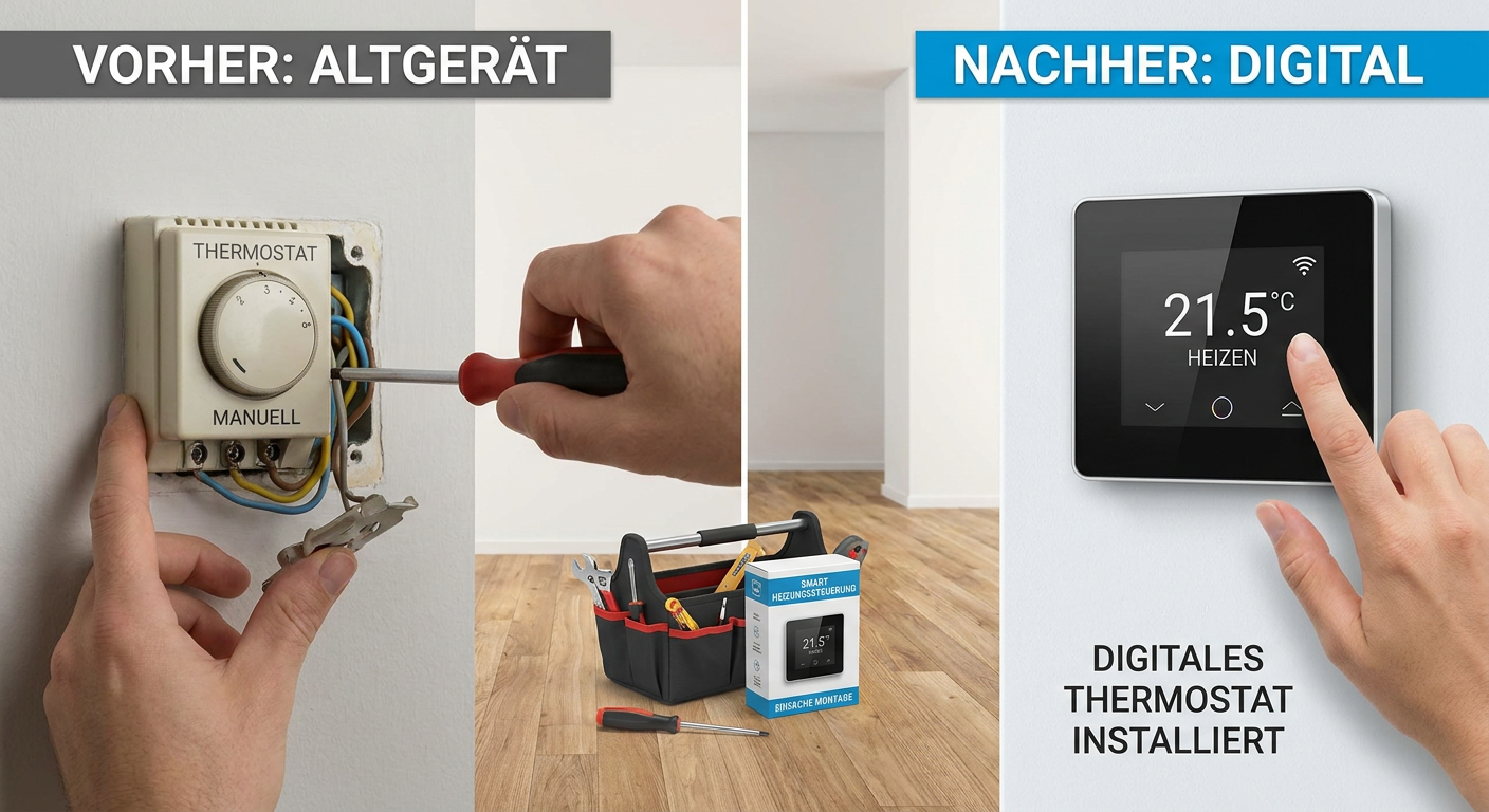 thermostat heizung wechseln digital(