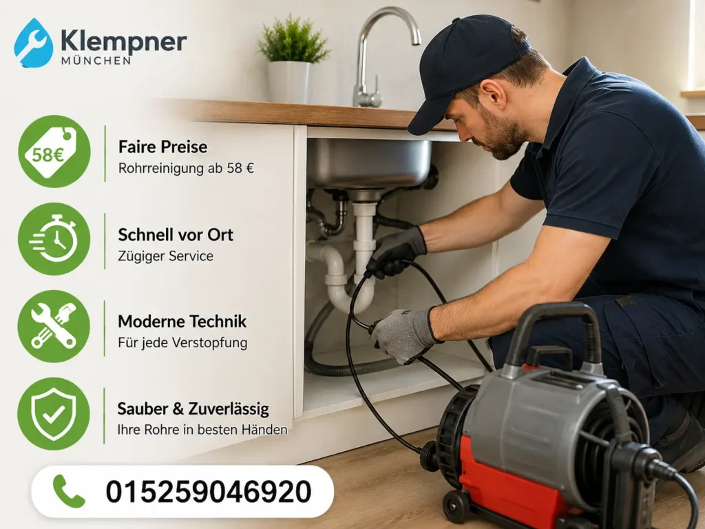 Fachkraft bei der Reinigung eines Küchenabflusses