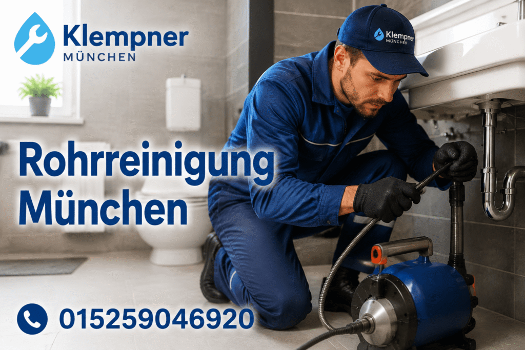 Fachmann reinigt ein verstopftes Abflussrohr in der Küche