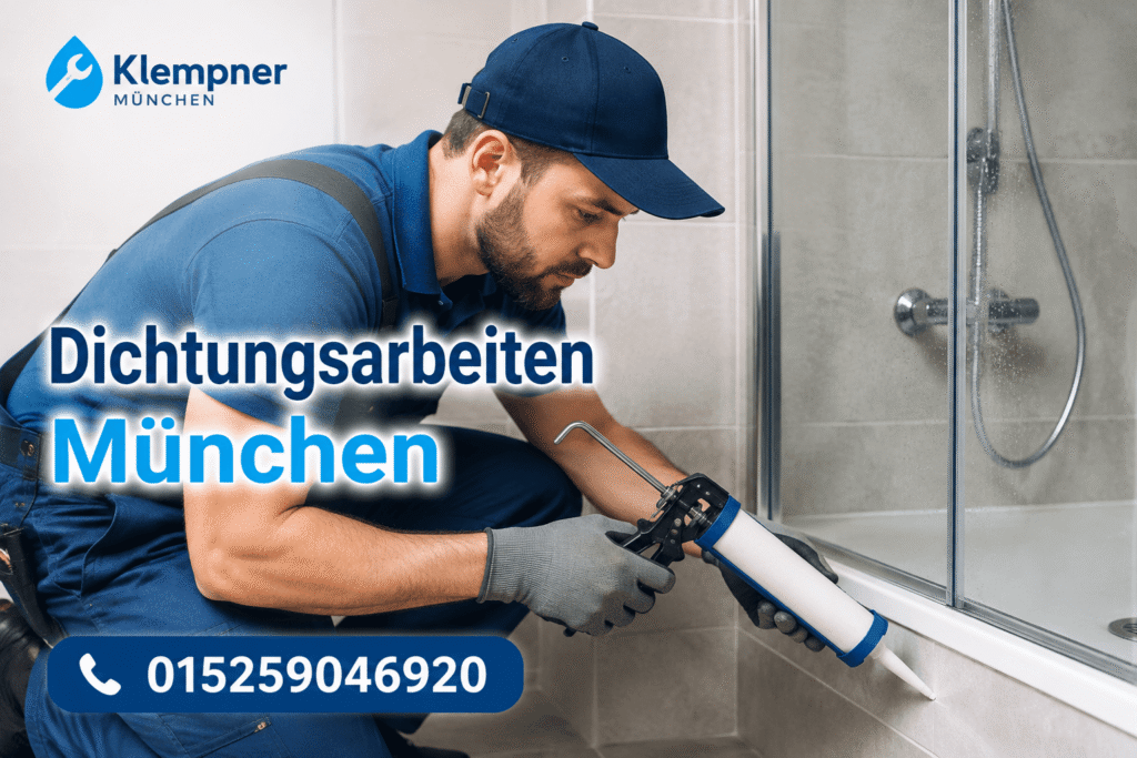 Technician applying waterproof bathroom sealant