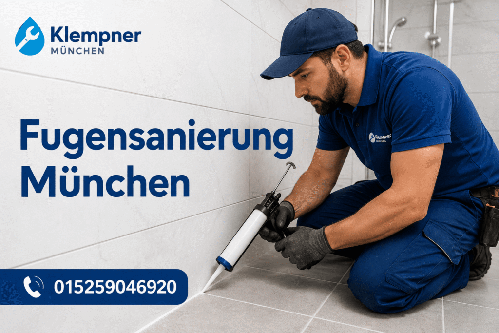 Sanitärtechniker bei präzisen Abdichtungsarbeiten im Badezimmer