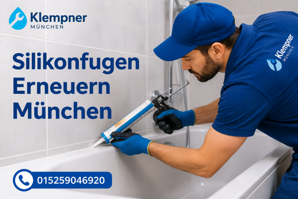 Techniker erneuert Silikonfugen im Badezimmer