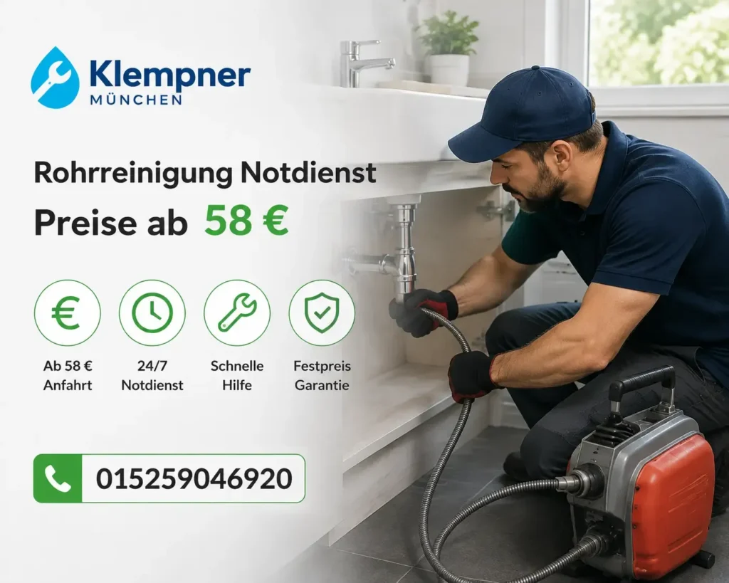 Fachmann bei der Rohrreparatur unter einem Waschbecken mit Werkzeugen